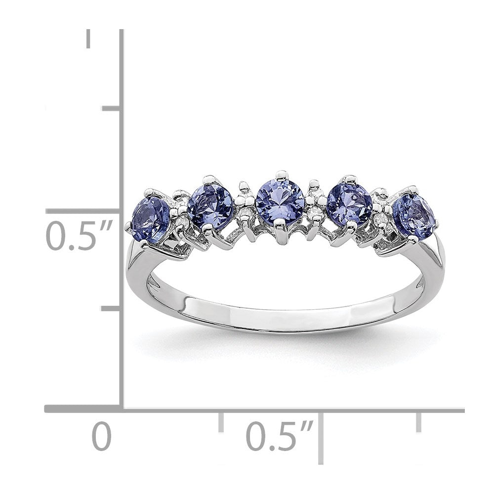 Sterling Silver Rhodium Tanzanite u0026 Diamond Ring
