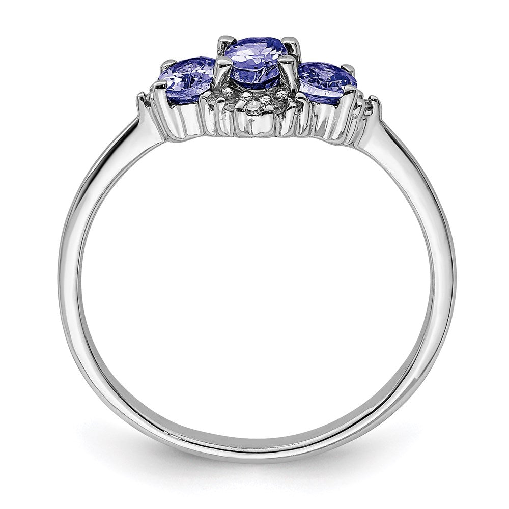 Sterling Silver Rhodium Tanzanite u0026 Diamond Ring
