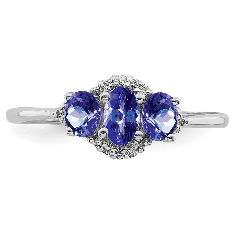 Sterling Silver Rhodium Tanzanite u0026 Diamond Ring