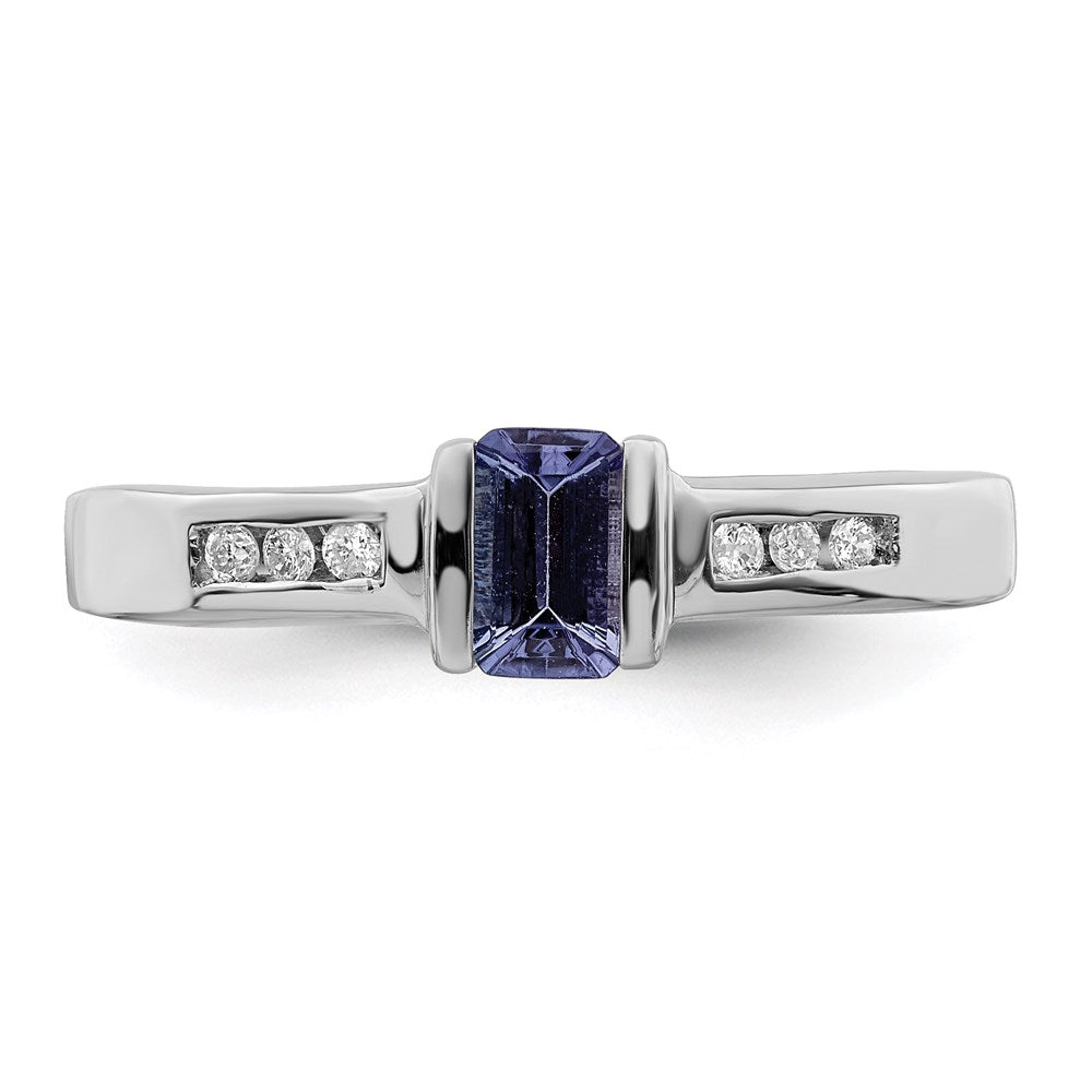 Sterling Silver Rhodium Tanzanite u0026 Diamond Ring