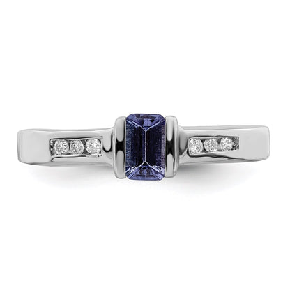 Sterling Silver Rhodium Tanzanite u0026 Diamond Ring