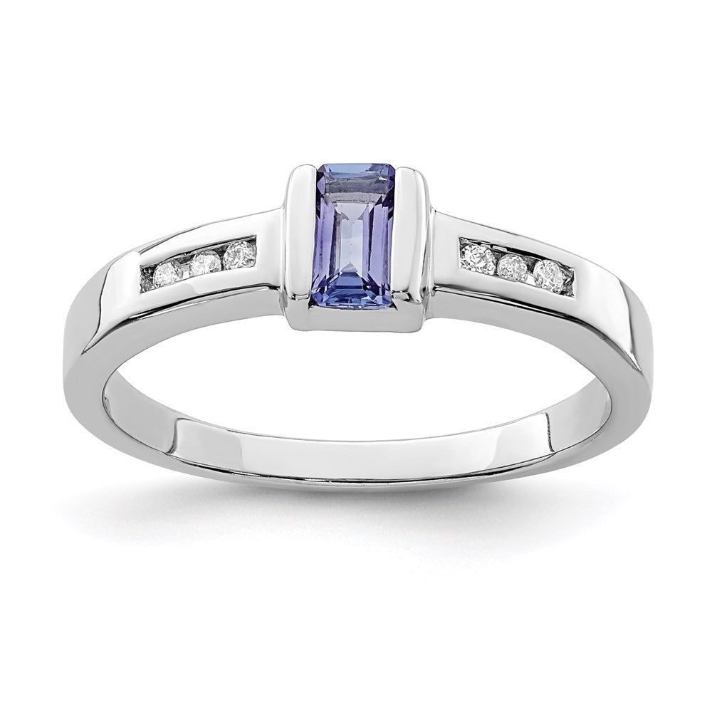 Sterling Silver Rhodium Tanzanite u0026 Diamond Ring
