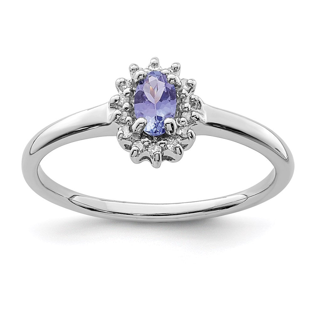 Sterling Silver Rhodium Tanzanite u0026 Diamond Ring