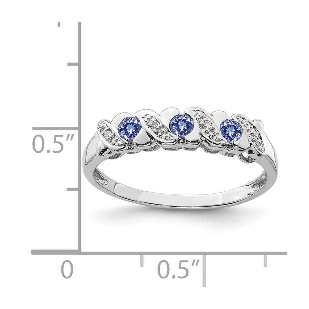 Sterling Silver Rhodium Tanzanite u0026 Diamond Ring