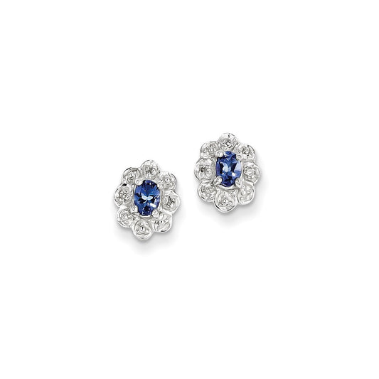 Sterling Silver Tanzanite u0026 Diamond Earrings