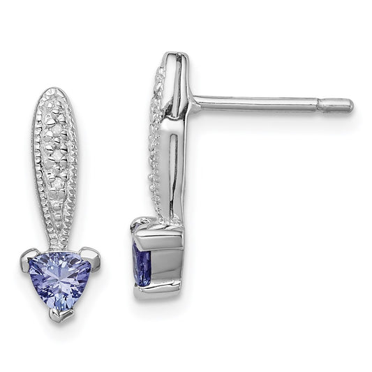 Sterling Silver Rhodium-plated Tanzanite u0026 Diamond Earrings