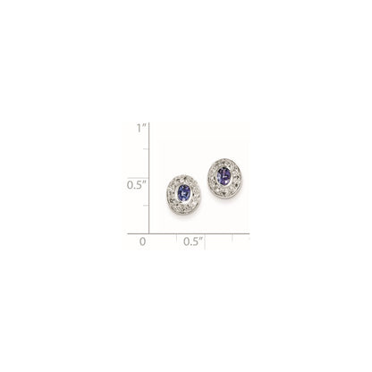 Sterling Silver Tanzanite u0026 Diamond Earrings