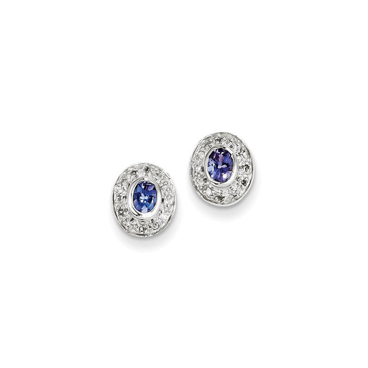 Sterling Silver Tanzanite u0026 Diamond Earrings