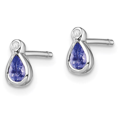 Sterling Silver Rhodium-plated Tanzanite u0026 Diamond Earrings