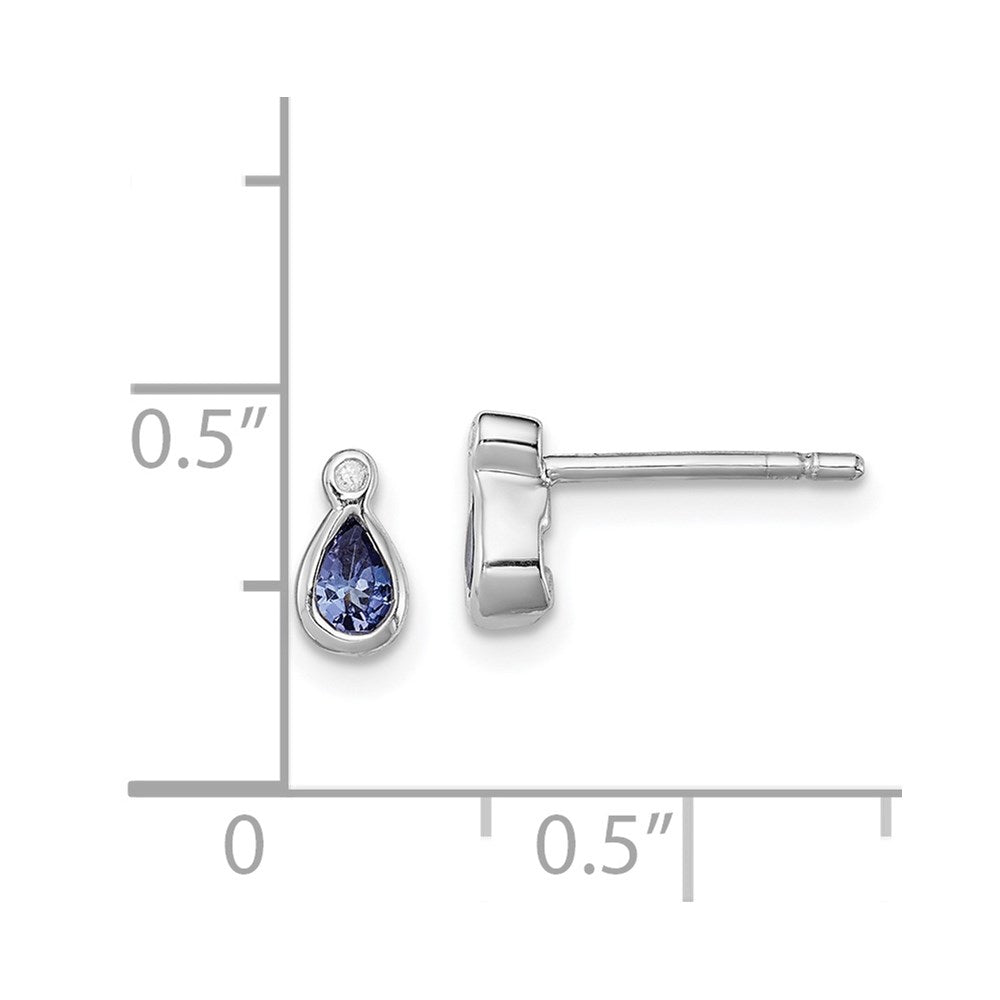 Sterling Silver Rhodium-plated Tanzanite u0026 Diamond Earrings