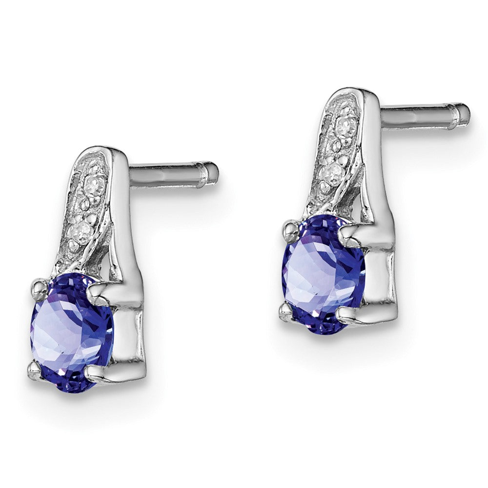 Sterling Silver Rhodium-plated Tanzanite u0026 Diamond Earrings