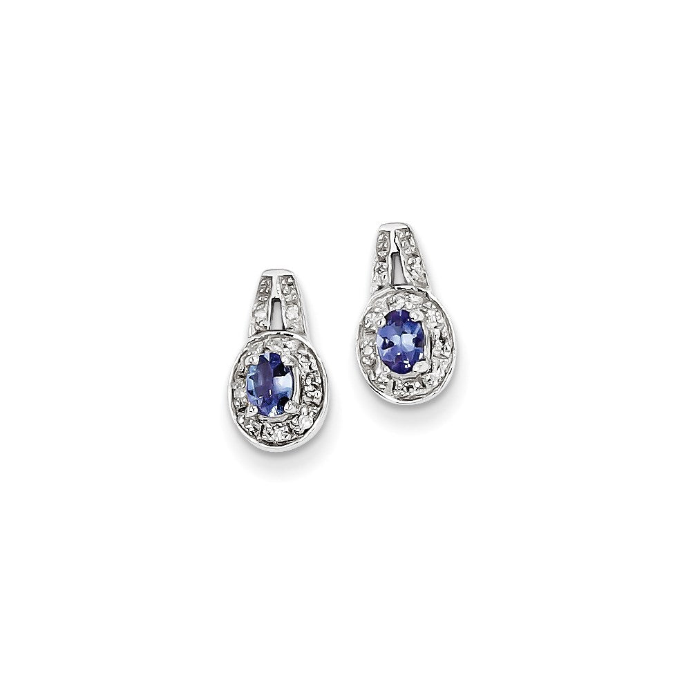 Sterling Silver Tanzanite u0026 Diamond Earrings