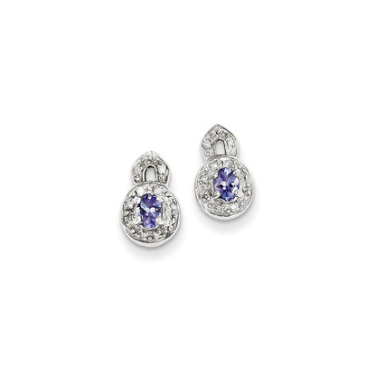 Sterling Silver Tanzanite u0026 Diamond Earrings