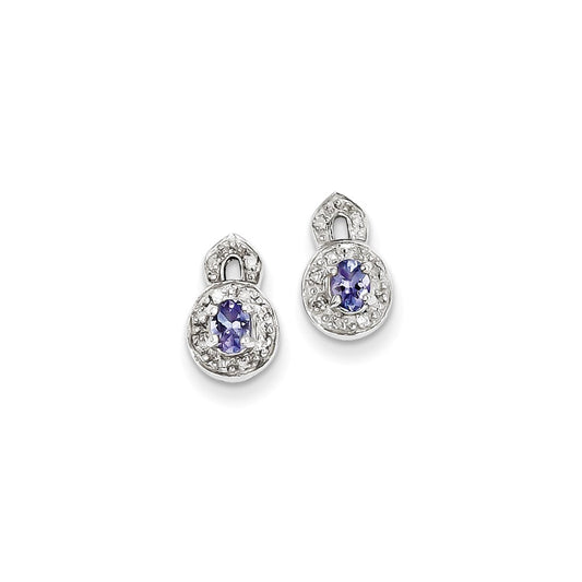 Sterling Silver Tanzanite u0026 Diamond Earrings