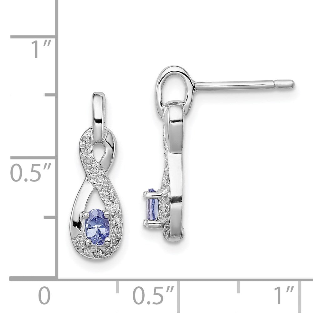 Sterling Silver Rhodium-plated Tanzanite u0026 Diamond Earrings
