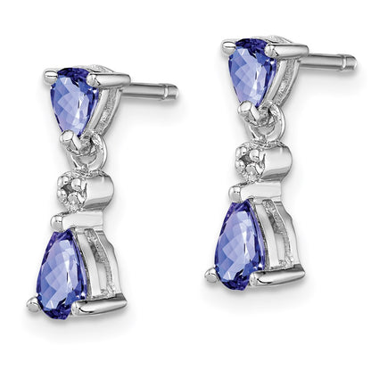 Sterling Silver Rhodium-plated Tanzanite u0026 Diamond Earrings