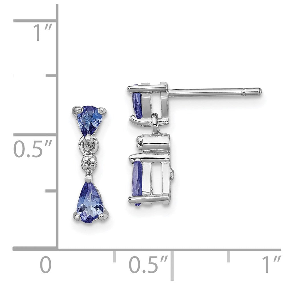 Sterling Silver Rhodium-plated Tanzanite u0026 Diamond Earrings