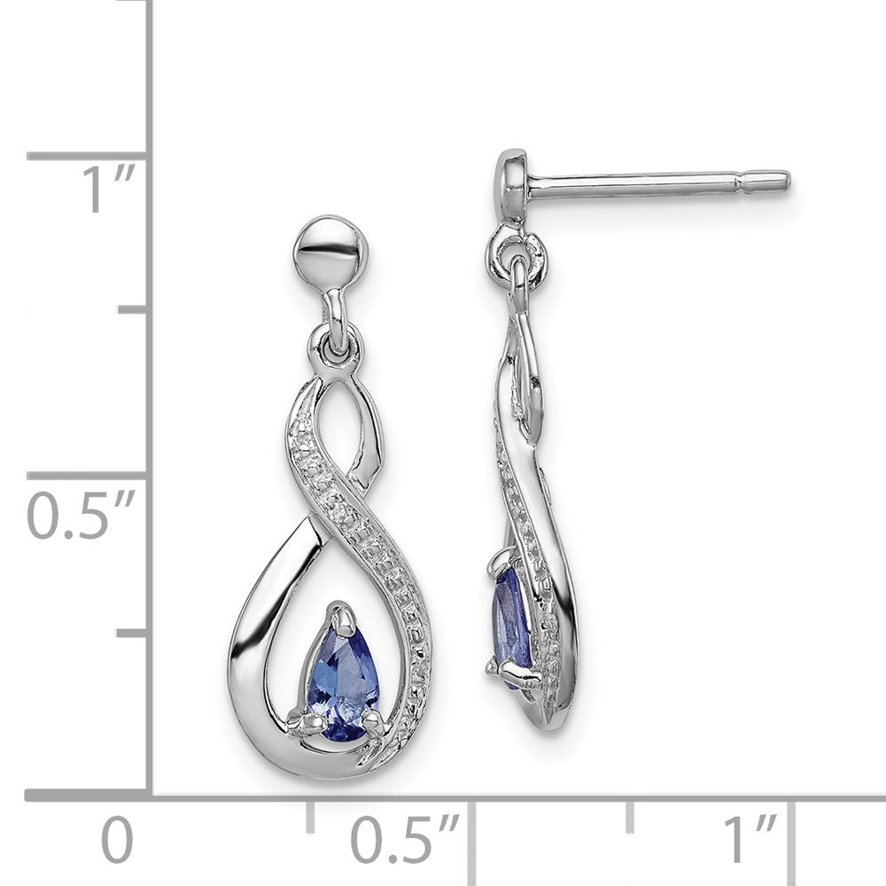 Sterling Silver Rhodium-plated Tanzanite u0026 Diamond Earrings