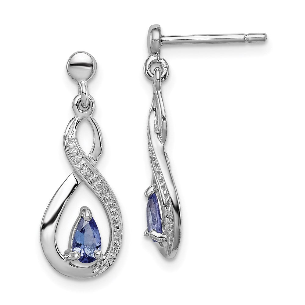 Sterling Silver Rhodium-plated Tanzanite u0026 Diamond Earrings