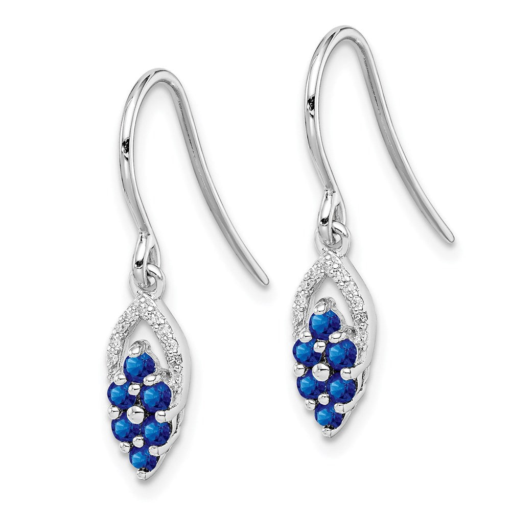 Sterling Silver Rhodium Diamond u0026 Sapphire Shepherd Hook Earrings