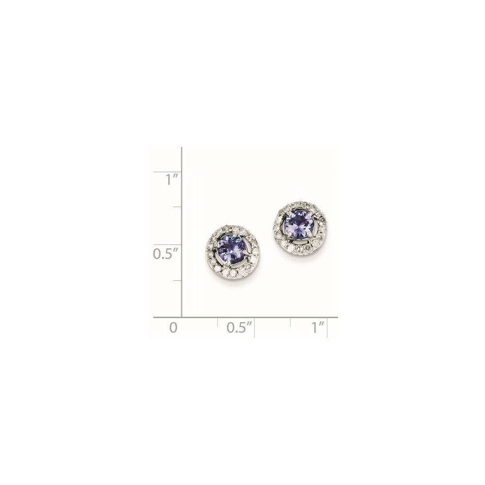 Sterling Silver Diamond u0026 Tanzanite Circle Post Earrings