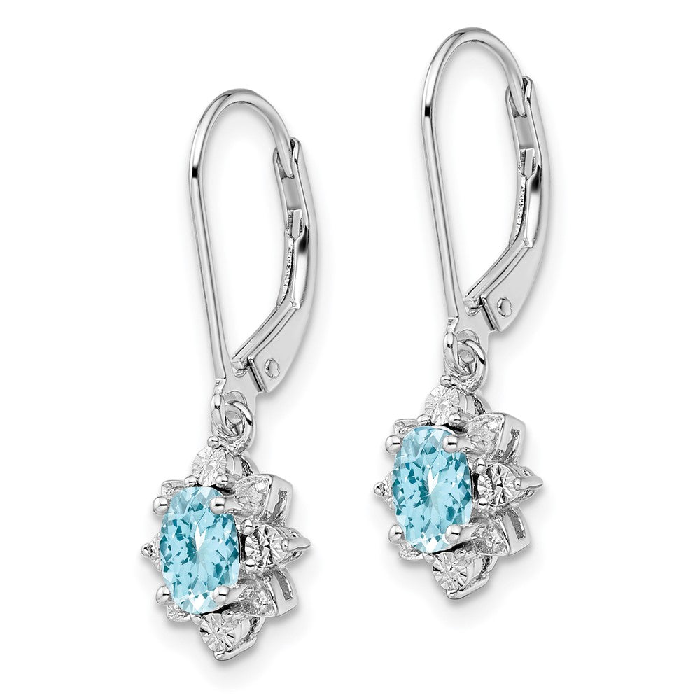 Sterling Silver Rhodium-plated Diamond u0026 Light Blue Topaz Earrings