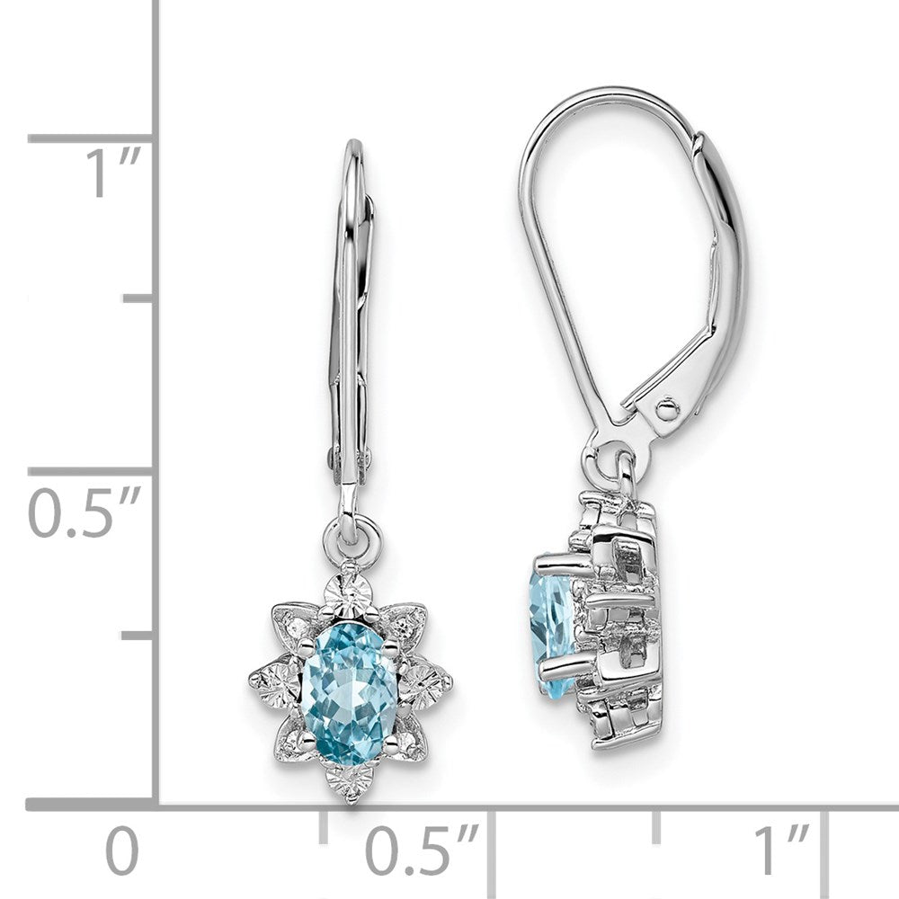 Sterling Silver Rhodium-plated Diamond u0026 Light Blue Topaz Earrings