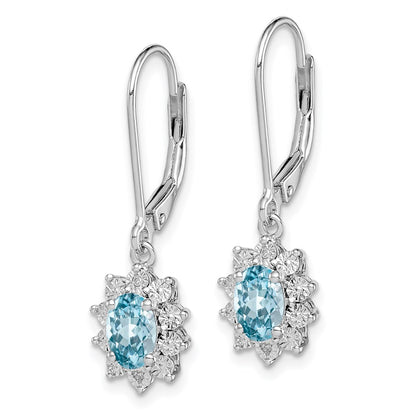 Sterling Silver Rhodium-plated Diamond u0026 Light Blue Topaz Earrings
