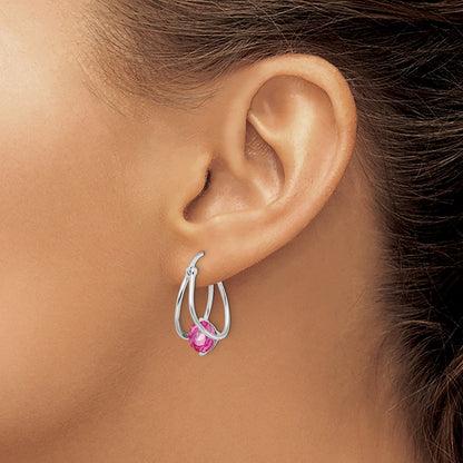 Sterling Silver Rhodium-plated Pink Topaz Earrings