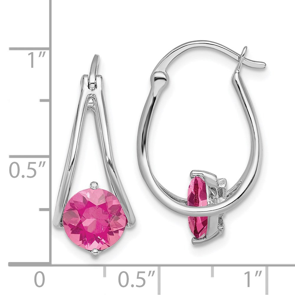 Sterling Silver Rhodium-plated Pink Topaz Earrings