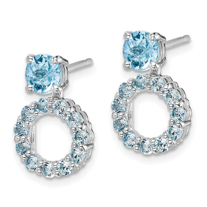 Sterling Silver Polished 5mm Blue Topaz Studs with Earring Jackets