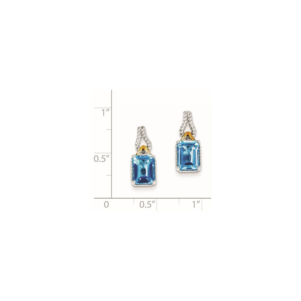 Sterling Silver w/ Flash Gold-plate Accent Blue Topaz Earrings