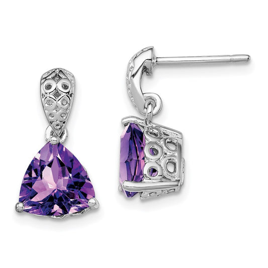 Sterling Silver Rhodium-plated Amethyst Earrings