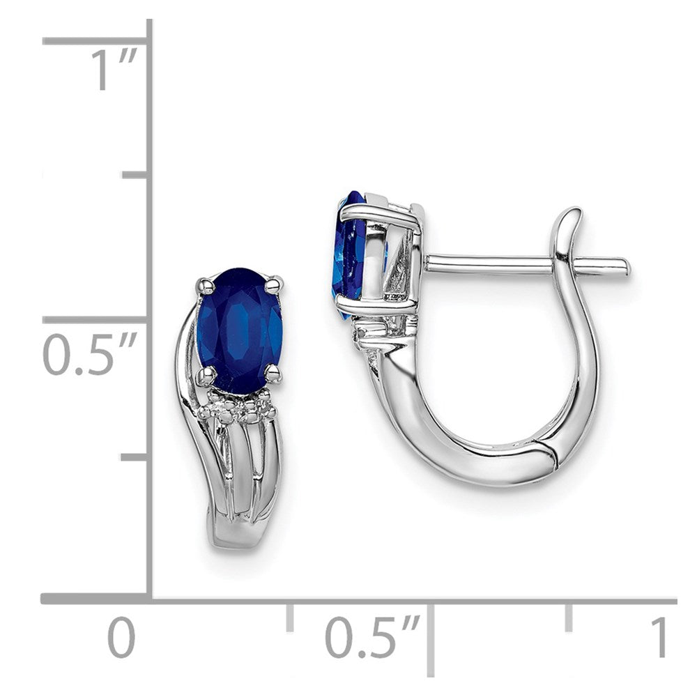 Sterling Silver Rhodium Plated Diamond u0026 Sapphire Hinged Earrings