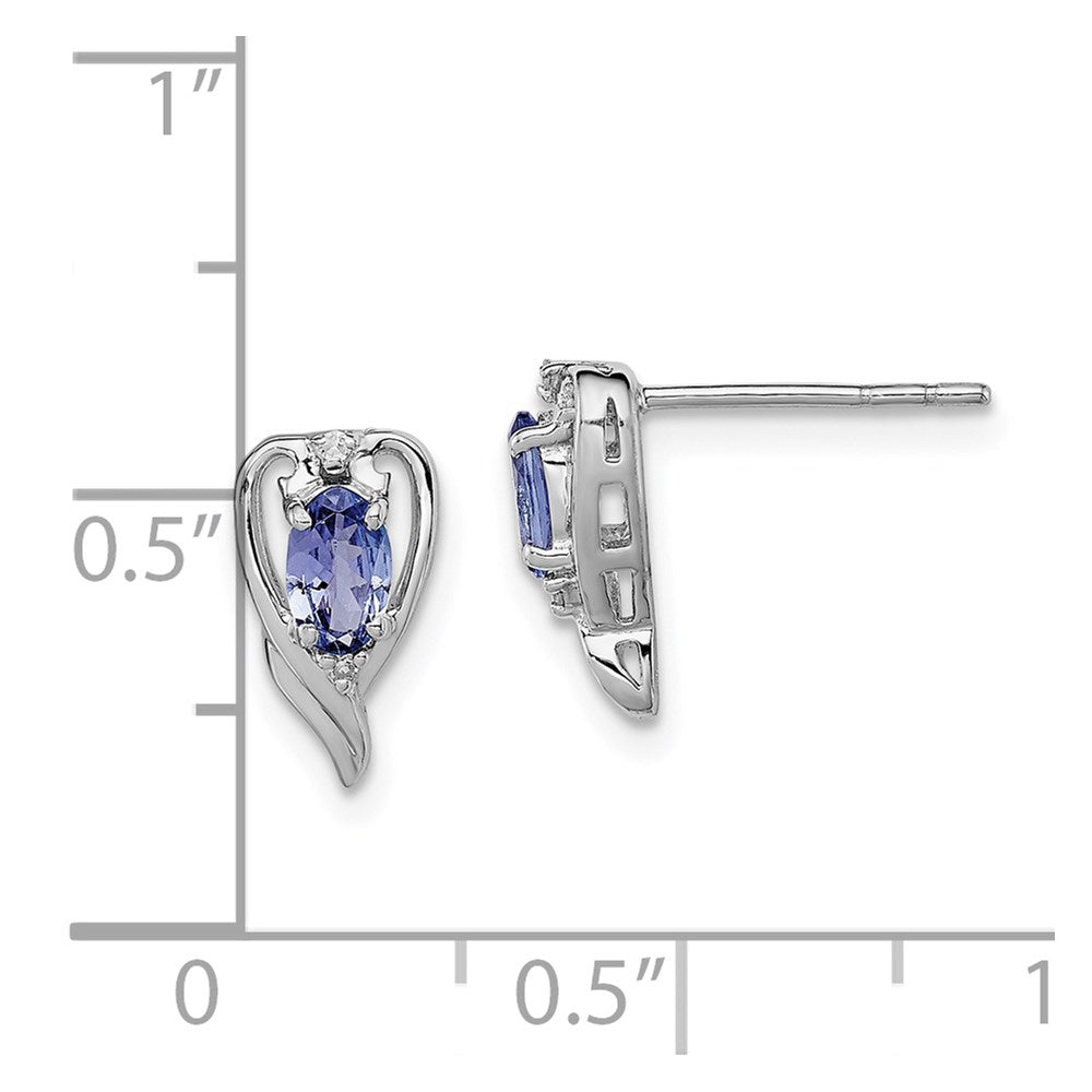 Sterling Silver Rhodium Plated Diamond u0026 Tanzanite Post Earrings