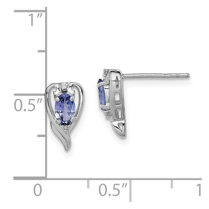 Sterling Silver Rhodium Plated Diamond u0026 Tanzanite Post Earrings