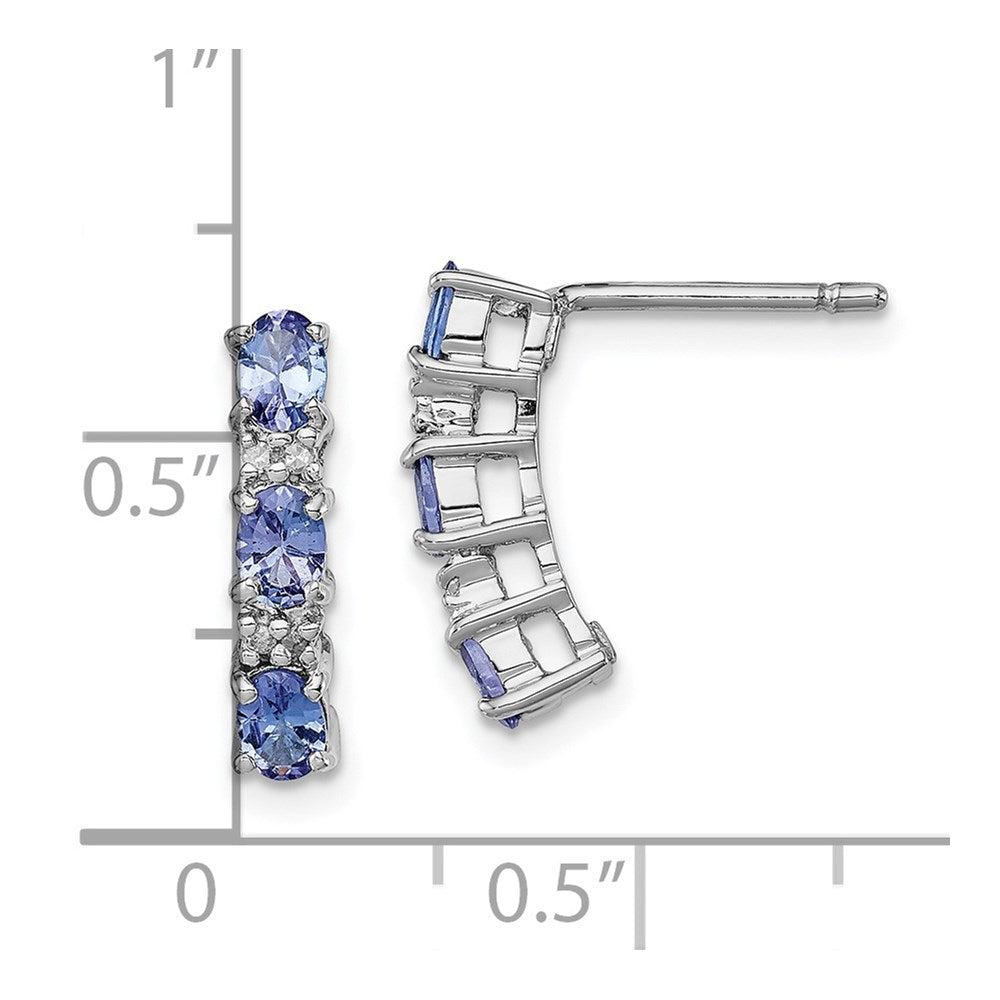 Sterling Silver Rhodium-plated Tanzanite u0026 Diamond Earrings