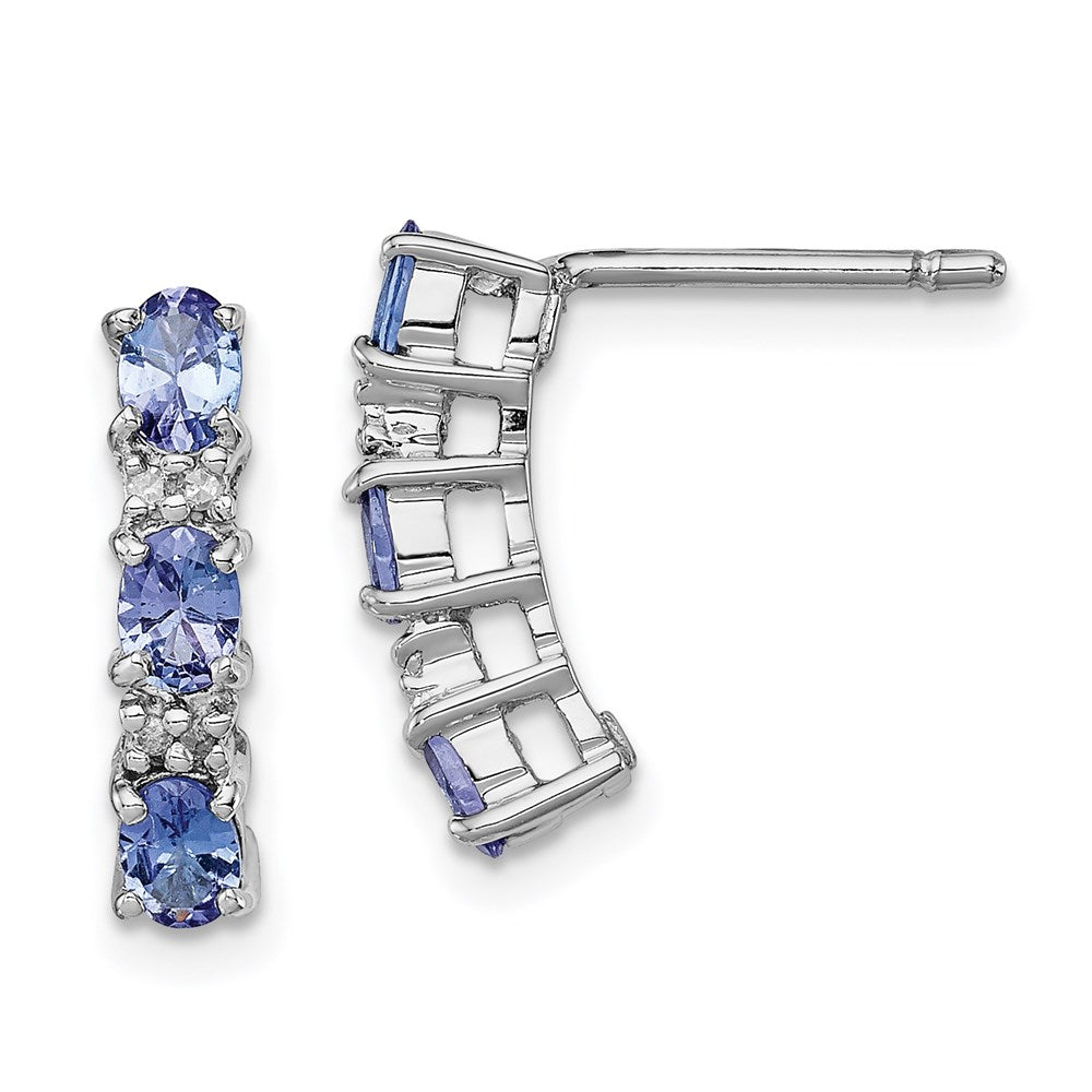 Sterling Silver Rhodium-plated Tanzanite u0026 Diamond Earrings