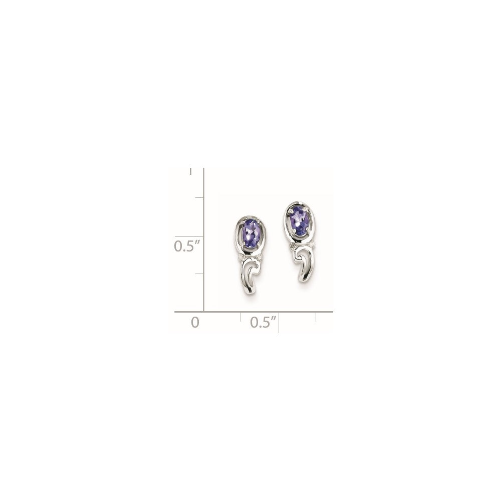 Sterling Silver Rhodium Plated Diamond u0026 Tanzanite Post Earrings