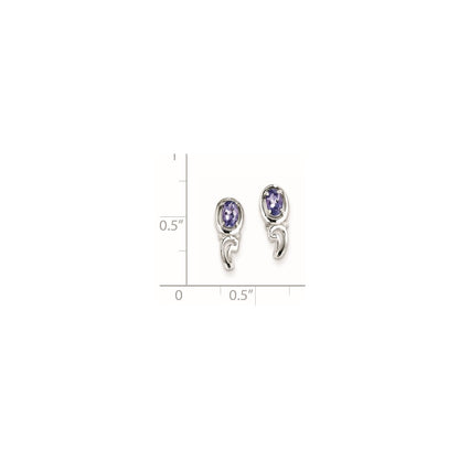 Sterling Silver Rhodium Plated Diamond u0026 Tanzanite Post Earrings