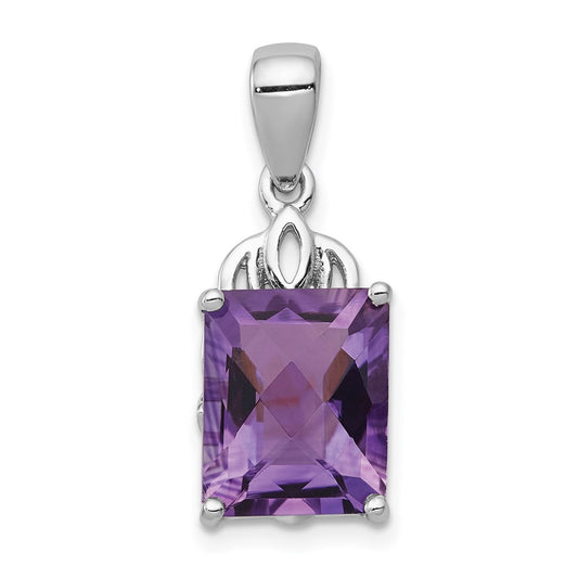 Sterling Silver Rhodium-plated Amethyst Pendant