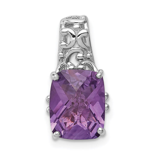 Sterling Silver Rhodium-plated Amethyst Pendant