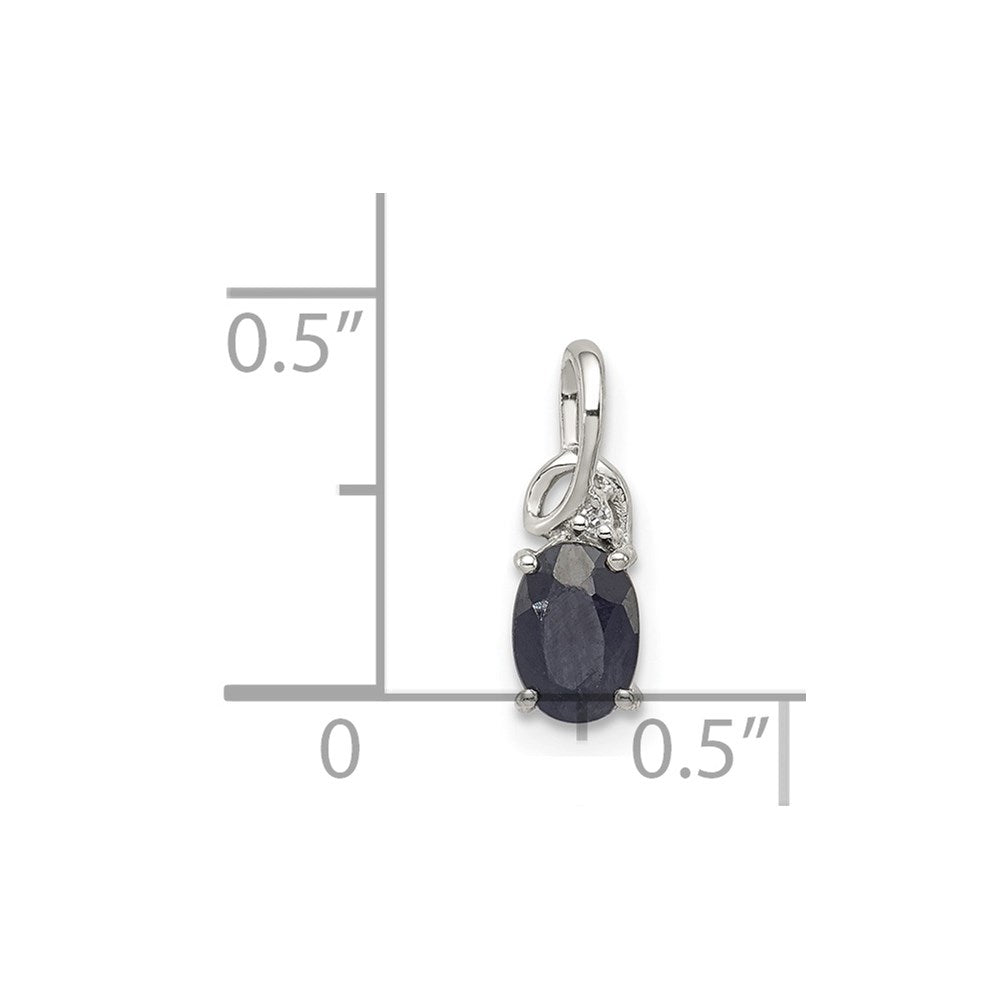 Sterling Silver Rhodium Plated Diamond u0026 Sapphire Oval Pendant