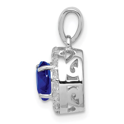 Sterling Silver Rhodium Plated White Topaz u0026 Sapphire Pendant