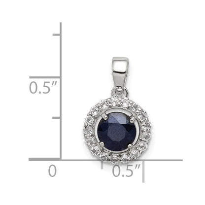 Sterling Silver Rhodium Plated White Topaz u0026 Sapphire Pendant