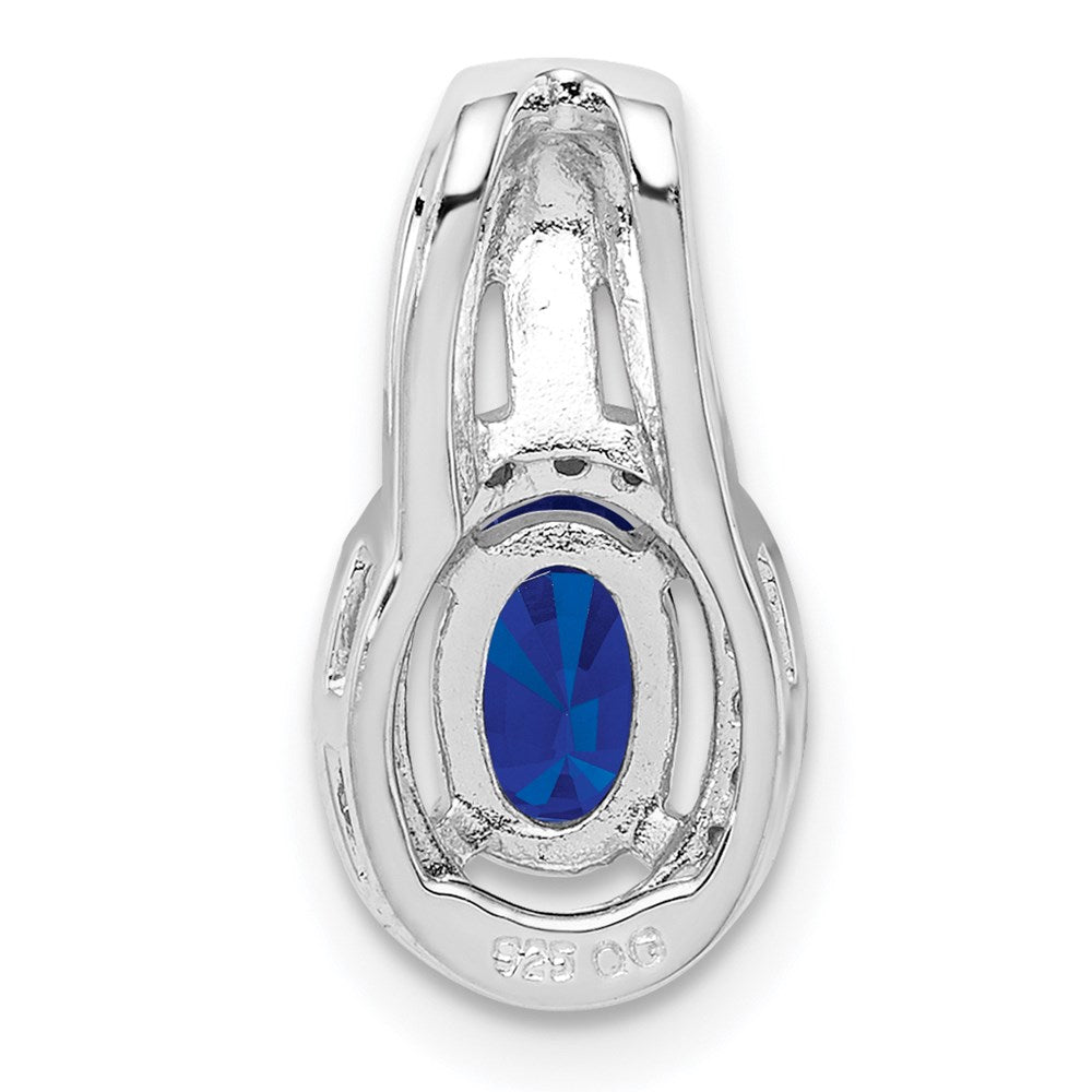 Sterling Silver Rhodium Plated Diamond u0026 Sapphire Oval Pendant