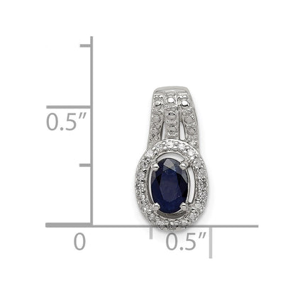 Sterling Silver Rhodium Plated Diamond u0026 Sapphire Oval Pendant