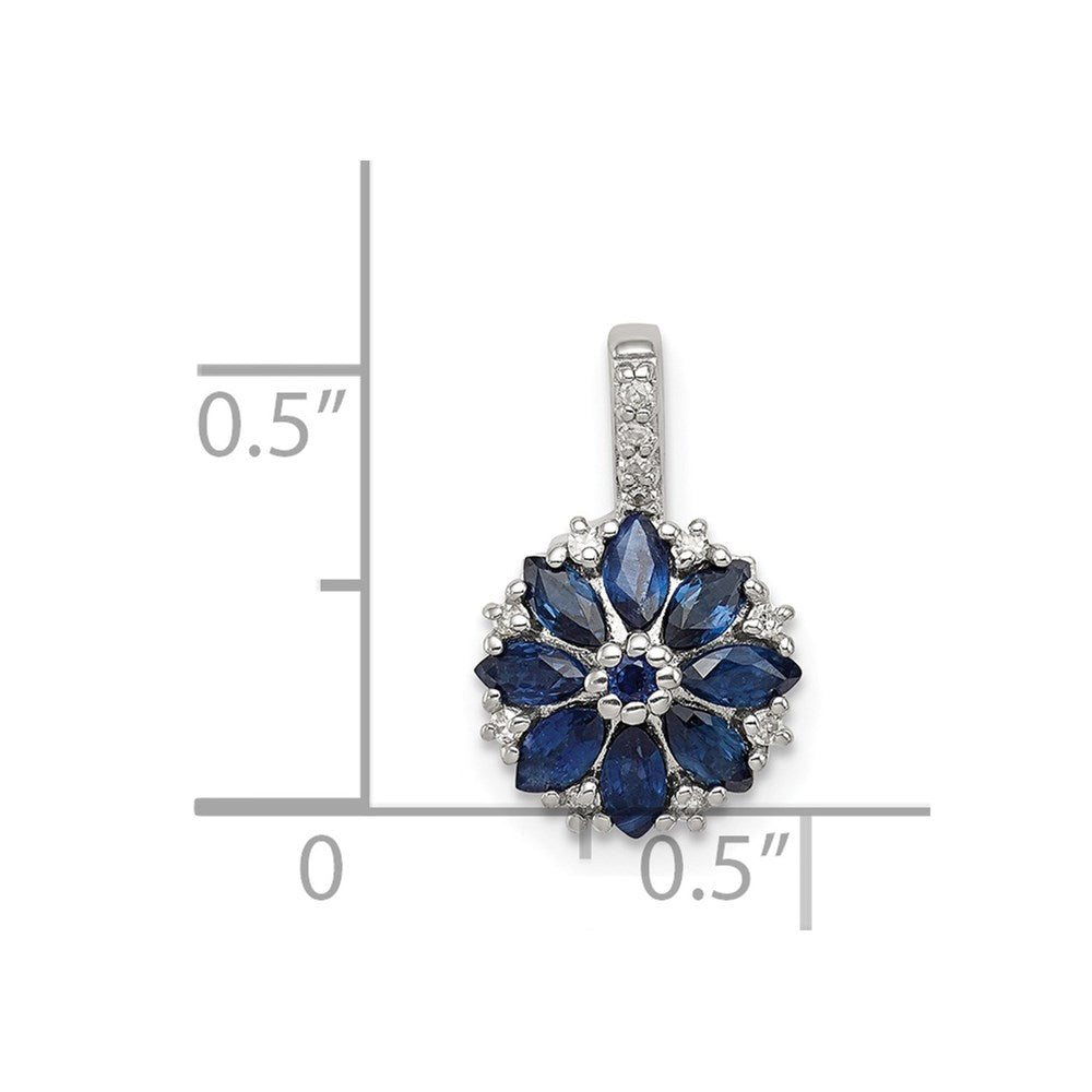 Sterling Silver Rhodium Plated Diamond u0026 Sapphire Pendant