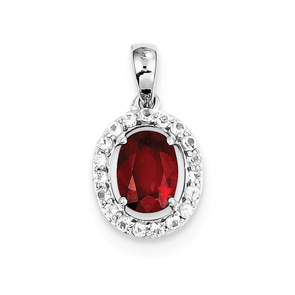 Sterling Silver Rhodium Plated White Topaz u0026 Glass Filled Ruby Pendant
