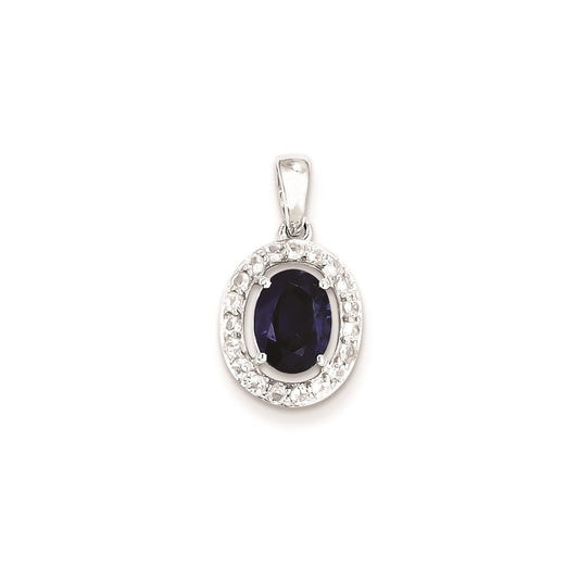 Sterling Silver Rhodium Plated White Topaz u0026 Sapphire Pendant